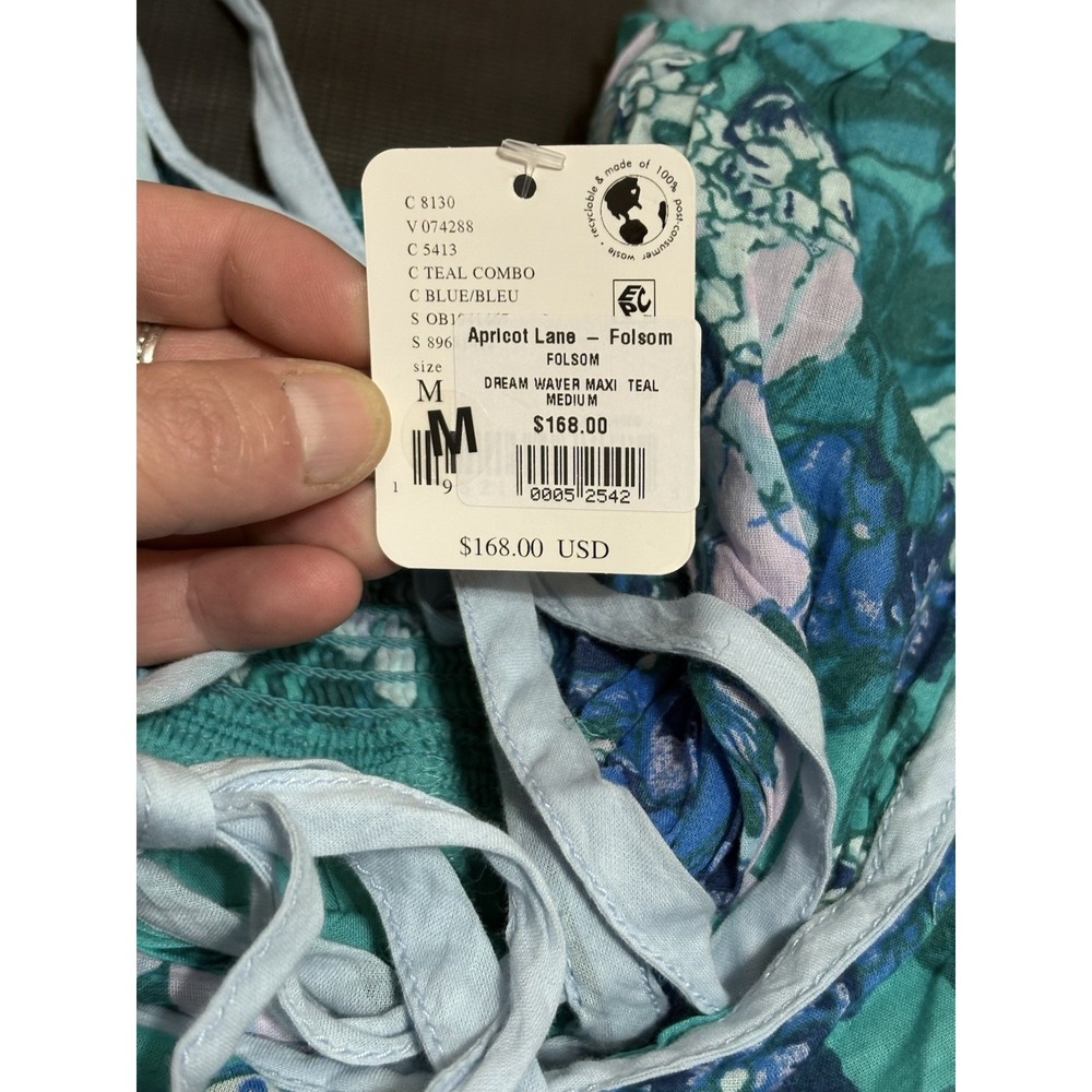 NEW Free People Dream Weaver Maxi Dress blue Floral Flower Boho Fairy Whimsy M - Picture 3 of 8